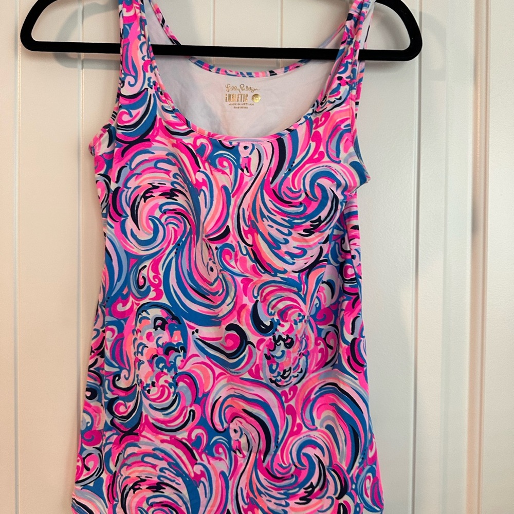 Lilly Pulitzer Women's Swirl Pattern Luxetic Tank Top - Pink and Blue